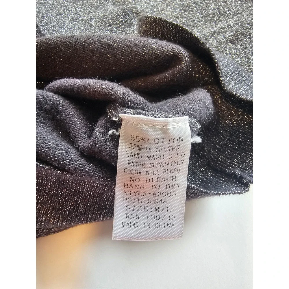 Umgee Cardigan Sweater Womens M L‎ Gray Metallic Shimmer Button Front Cozy